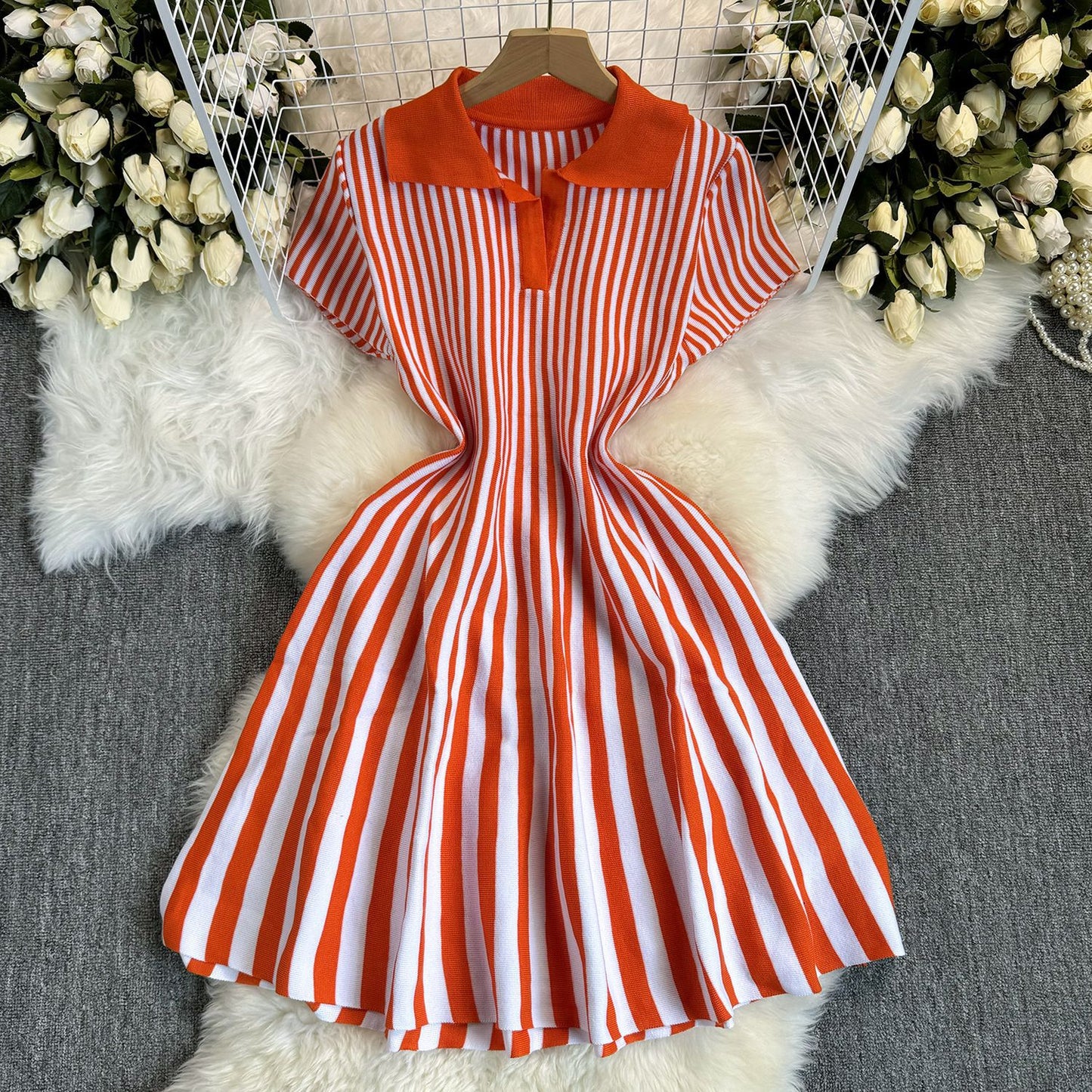 Striped Polo Pleated Mini Dress Bundle (6-Piece)