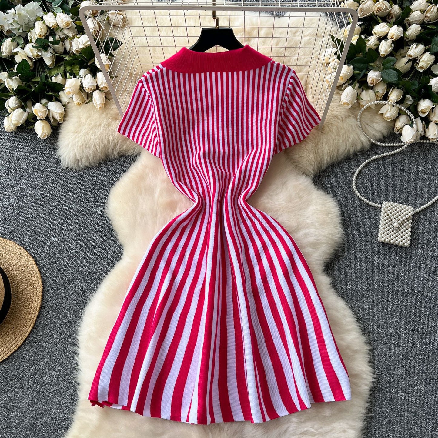 Striped Polo Pleated Mini Dress Bundle (6-Piece)