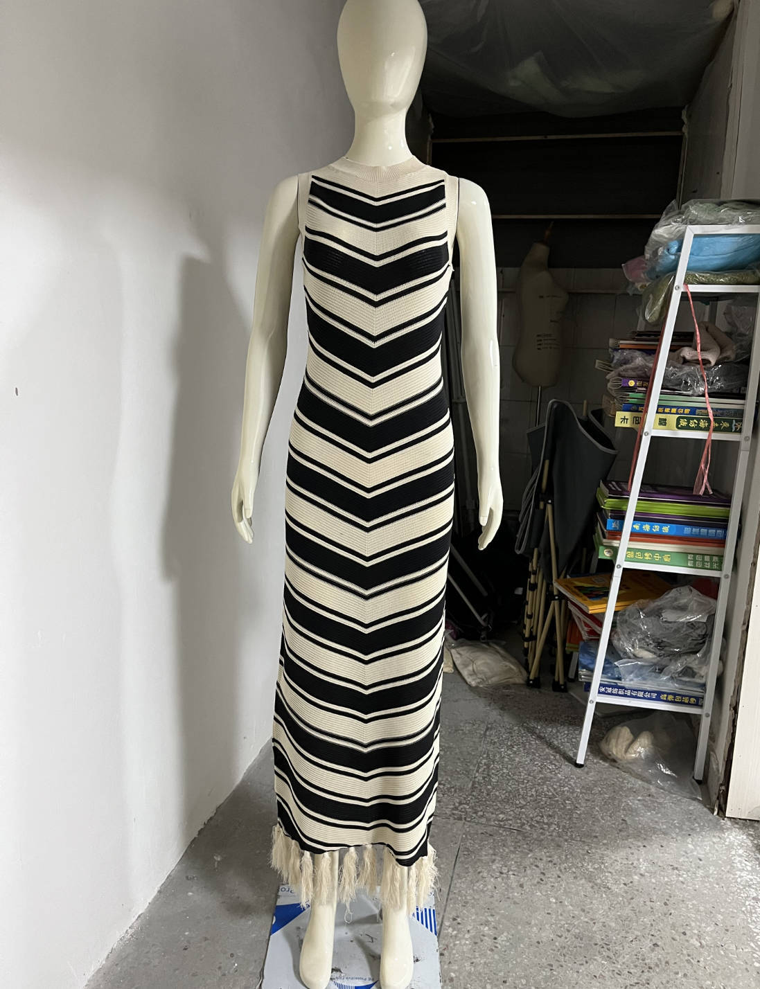 Chevron Fringe Knit Maxi Dress (3-Piece Bundle)