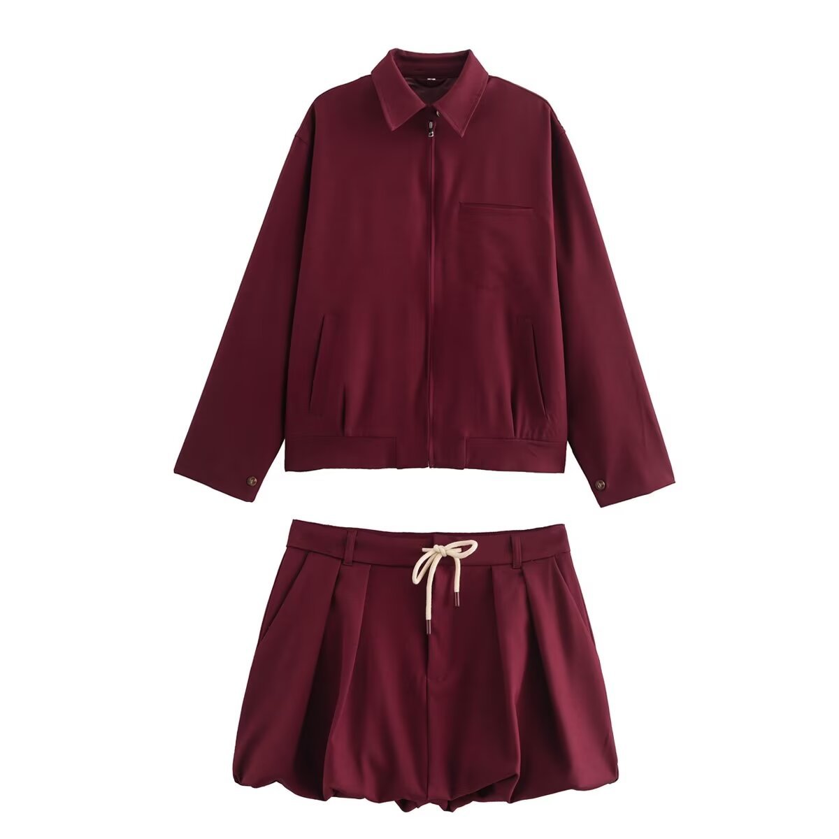 Two-Piece Set – Zip Jacket & Bubble Skirt