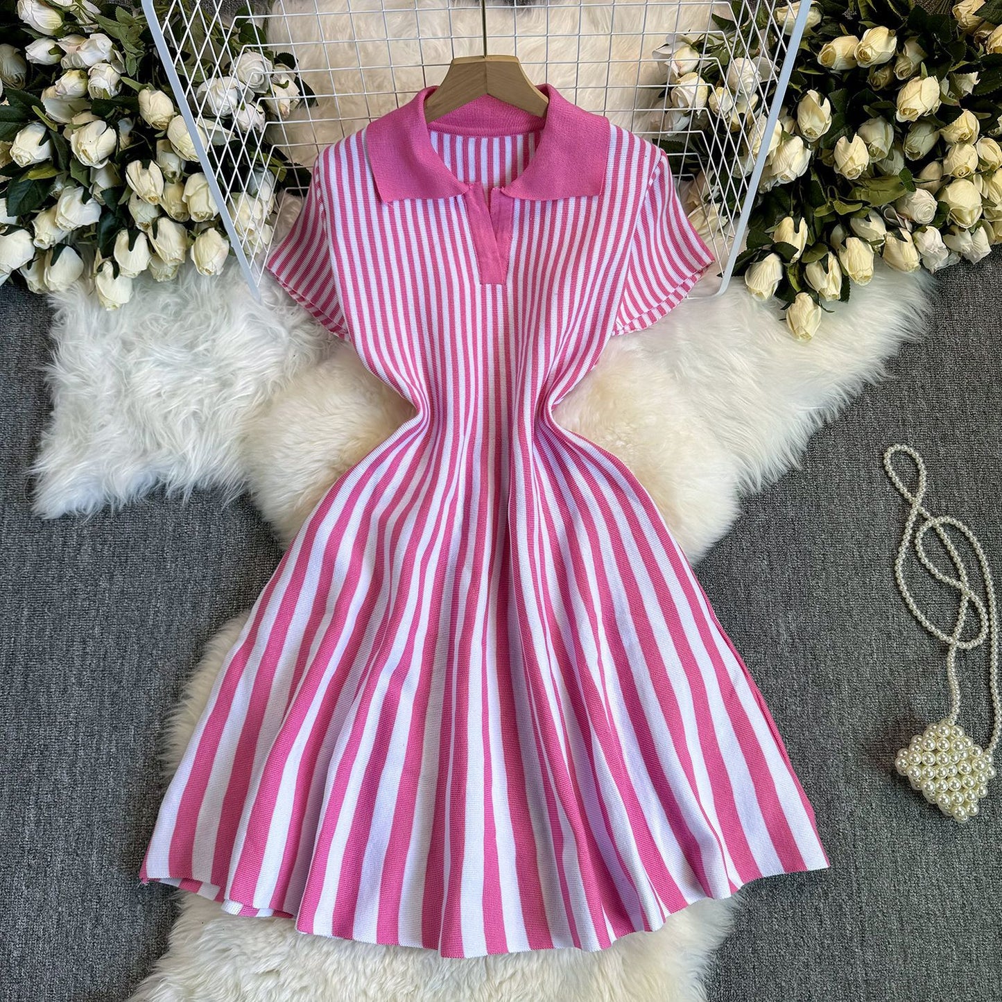 Striped Polo Pleated Mini Dress Bundle (6-Piece)